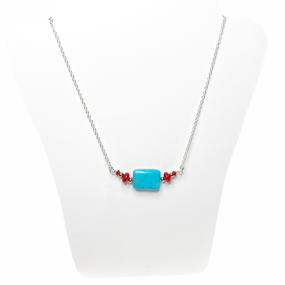 NWT ShanRiLa Turquoise Red Pendant Necklace